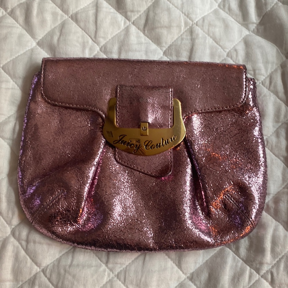 Juicy Couture Clutch, Metallic Pink and Yellow Gold Hardware